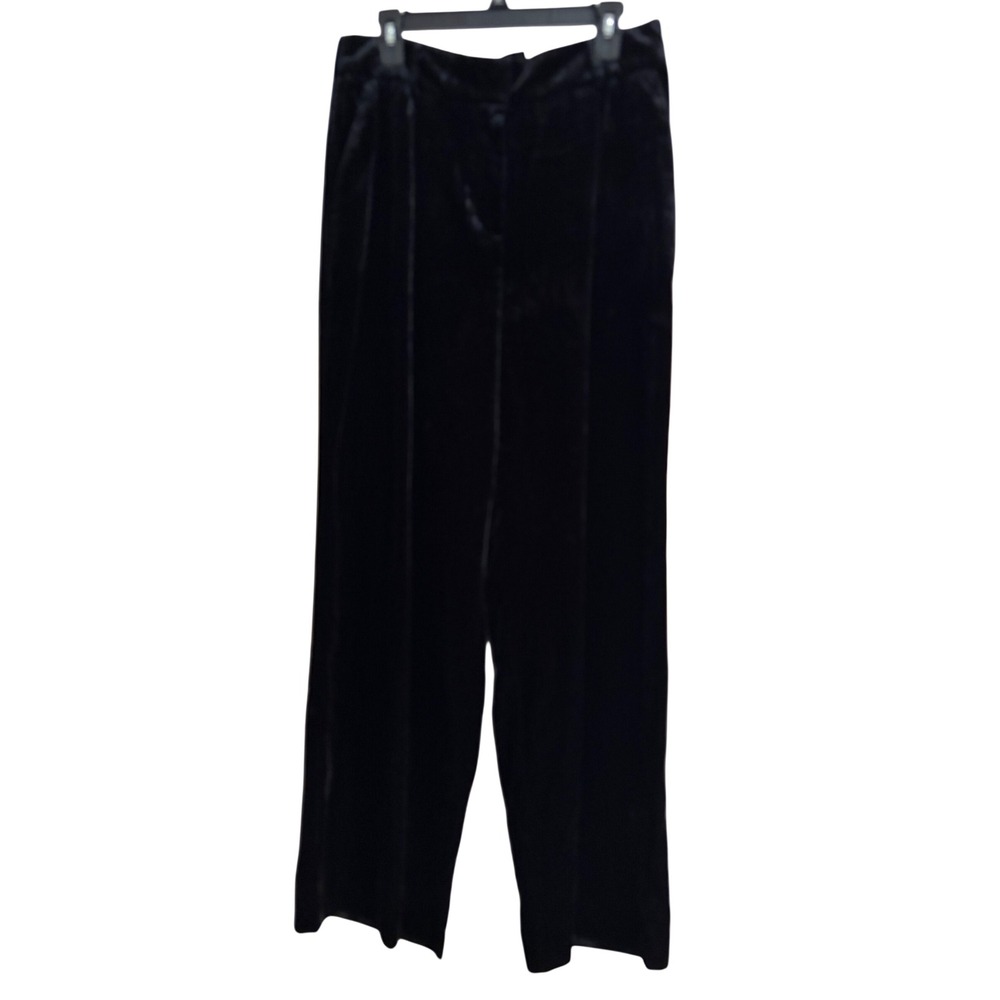New LOFT Peyton Trouser 10 Tall Black Velvet Wide Leg Pants Holiday Party